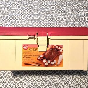 Vintage Wilton Red and Cream Cake Decorating Tool Caddy With Removable Tray